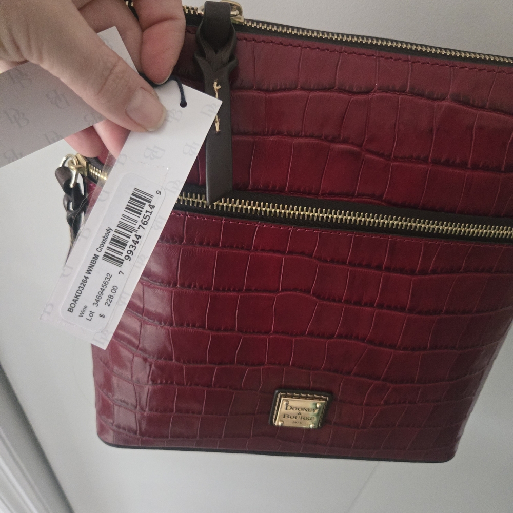 Dooney & Bourke Burgundy Croc Embossed Crossbody Bag